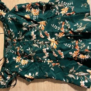 Green floral print corset style top